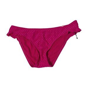 Shade & Shore Raspberry Textured Dot Bikini Bottom Ruffle Hipster Medium NWT